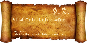 Vitáris Krisztofer névjegykártya